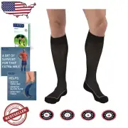 Sport Knee High Compression Socks - 20-30 mmHg, Black, Large for Active Comfort