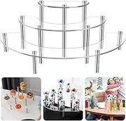 Acrylic Risers Display Stand 3 Tier Clear Cupcake Stand Display Holder Half Moon Dessert Stand Perfume Organizer Shelf for Cupcake Food Desserts Cosmetic Collection or Display