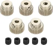 Rebower 5Pcs 64DP Pinion Gear Set 26T 27T 28T 29T 30T for 3.175 mm Shaft Aluminium Alloy Pinion Gear with Screws for RC Motor