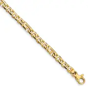 Solid 14K Yellow Gold 8 inch 4.3mm Hand Polished Fancy Link with Fancy Lobster Clasp Bracelet