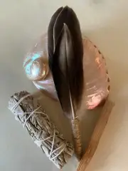 Smudge Kit Feather Pagan,White sage,Palo smudging Witch Reiki energy healing