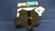 WHISKER CITY CAT VEST HARNESS & LEASH GOLD DOT KITTEN SIZE NEW