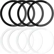 8 Pack Universal Metal Rings Sticker Compatible for Magsafe Magnetic Wireless Charger iPhone 15 14 13 12 Pro Mini Max Galaxy,(NO Magnet) Ultra-Thin Car Charger Conversion Accessories,(Black,White)