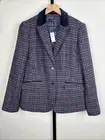 NEW Talbots Wool Blend Blazer Women's 10 Mistletoe Plaid Velvet Collar Academia