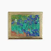 Art Frame Enamel Lapel Paint Pin - Irises (1889)By Van Goh Real Sic Fashion New