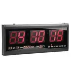 Large EU Plug LED Digital Wall Clock Date Temperature 24 Or 12 Hour Office New