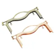 2Pcs 8.27" Rectangular Metal Purse Frames with Rubber Handle, Bronze/Light Gold