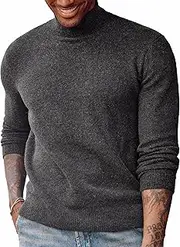 [PJ PAUL JONES] Men's Mock Turtleneck Sweater Long Sleeve Undershirts Wool Blend Pullover Sweaters