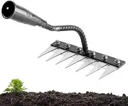Iron Rake 2.0 for Gardening and Weeding, The Heavy-Duty Irons Weeding Rake,5/6/7/8 Teeth Carbon Steel Garden Weeding Rakes, Gardening Hand Weeder Tools,C