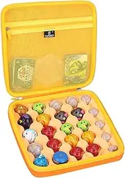 [Tourmate] Toy Organizer Storage Case Compatible for Bakugan Figures, BakuCores, Armored Alliance, Geogan Rising, Mini Toys Holder Bakugons Box for 25pcs with Accessories Mesh Pocket (Box Only, Orange)