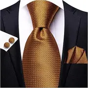 [VSOLS] Men's Blue Black Striped Tie 3.4" Tie Pocket Square Cufflinks Wedding Party Silk Tie Set (Color : SN-3386, Size : 59.06 * 3.35in)
