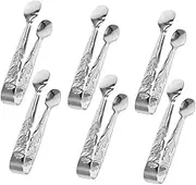 6pcs Mini Tongs with Pattern Elegant Dessert Serving Tongs for Sugar Cubes Appetizers Ice Ergonomic Design for Easy Handling Versatile Use
