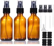 60ml Amber Glass Spray Bottles,Small Empty Fine Mist Perfume Refillable Reusable Travel Spray Bottle for Essential Oils/Hair/Aromatherapy/Cleaning/Cosmetic with Extra Spray Nozzle(3 Pack)