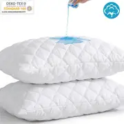 2PCS Waterproof Cotton Pillow Protector Case Slip - Zipper Open - Anti-allergy