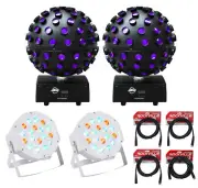 2 American DJ Starburst LED Spheres DJ Lighting Effect+2 Par lights+dmx cables