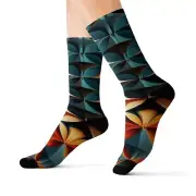 All Over Print Adult Socks Futuristic Geometric Pattern Bold Modern Sleek Cool