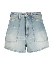 Kenzo Logo Patch Denim Shorts 25,26,29 Gray