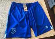 West Ham United WHUFC 23/24 Third Blue Soccer Shorts Umbro Hammers NWT EU 2XL