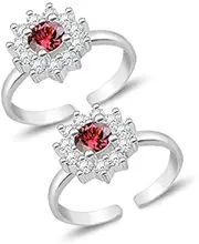 [Tongari] 925 Mesmerizing CZ Silver Toe Rings in Pure 92.5 Sterling Silver for Women....., Adjustable, Non-Precious Metal, No Gemstone