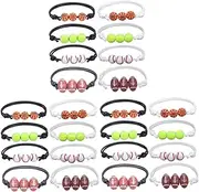 [jojofuny] 16 Pcs Sports Bracelet Basketball Bracelet for Boys Basketball Wristband Soccer Bracelet for Girls Adjustable Bracelet Soccer Charm Bracelet Baseball Charm Bracelet Jewelry