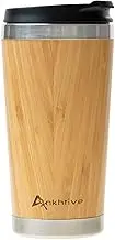 Reusable Coffee Cup, Leakproof Travel Mug Bamboo Stainless Steel Double Wall, Coffee & Tea Tumbler 450ML