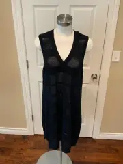 AllSaints Navy Blue"Fix Mesh" Sleeveless Knit Tank Dress, Size 10 NWT!