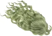 KALLORY Fluffy Wavy Wig Wig Shower Steamer Black Hair Bow Middle Parting Color Toupee for Women Costume Party Hairpiece Dancing Wavy Miss No Glue Curtain High Temperature Wire
