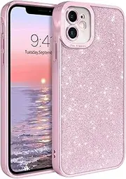 VENINGO iPhone 11 Case, Stylish Slim Glitter Bling Sparkly Cute Women Girls Girly Soft TPU Shockproof Full Body Protective Non Slip Drop Protection Lovely Phone Cases Cover for iPhone 11 6.1 inch,Pink