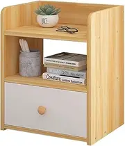 Bedside Table, Modern Nightstand with Drawer and Shelf, Minimalist and Practical End Side Table with Open Storage Shelf for Bedroom (Maple Color)