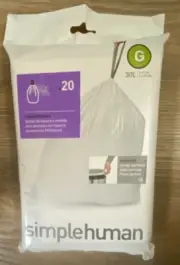 Simplehuman Custom Fit Liners 30L - 8 US Gal 20 Ct Size G NEW