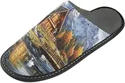[ODAWA] Christmas Tree Snowy Scene House Slipper Warm House Shoes Winter House Shoes Indoor and Outdoor