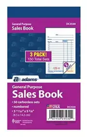 General Purpose Sales Book, 2-Part, Carbonless, White/Canary, 3-/32 x 5-5/8 1