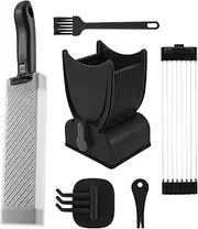 Fresh Meat Slicer Stainless Steel, Manual Fresh Meat Cutter, Efficient Meat Cleaver Slicer, Nonslip Fresh Meat Cutter Thickness Adjustable 2 or 4 mm for Beef Pork Kitchens (Black)