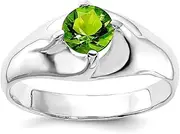 [JewelryWeb] 925 Sterling Silver Lime Green Round CZ Simulated Diamond Ring Size 6 8.2mm Wide Band Style-Ring for Women