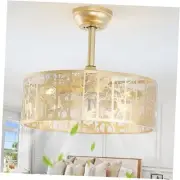 20" Gold Ceiling Fan With Light and Remote, Caged Fandelier Ceiling Fans with