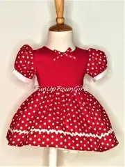 Red And White Polk Dot Girls Toddler Mini Mouse Cap sleeve Dress