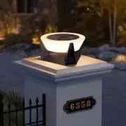 Solar Post Lights, 11" Outdoor Column Light Modern Pillar Lamp Fixture Cap La...