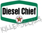 (TEXA-D-1) 12" TEXACO GREEN DIESEL CHIEF FUEL GASOLINE GAS PUMP OIL TANK DECAL