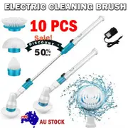 10PCS Rechargeable Spin Scrubber Electric Turbo Scrub Cleaning Brush Cordless Kit