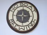 Beer Coaster ~ NO BOAT Brewing Co ~ Snoqualmie, WASHINGTON ** Compass Design