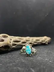 Native American Navajo king man turquoise Sterling Silver Ring Size 11.5