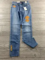 Judy Blue Skinny Fit Women 1/25 Stretch Medium Wash Mid Rise Denim Jean Patches