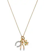 Bloomingdale's Fine Collection Emerald & Diamond Luck Motif Charm Pendant Necklace in 14K Yellow Gold, 18