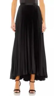 NWT Anthropologie Mac Duggal Pleated Satin Skirt Black Size Large (Orig.$378)