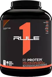R1 100% Whey Protein Isolate and Hydrolysate Protein Powder 5 Lb, Chocolate Fudg
