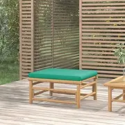 Garden Footstool with Green Cushion, Outdoor Chairs for Furniture on Patio, Bamboo Patio Furniture - Durable, Comfort, Easy to Move 189 Characters
