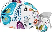 [YTYVAGT] 2-Pc,Gourd-Shaped Working Cap,Fisherman Hat with Buttons and Cotton Sweatband,Colorful Art Butterfly Pattern