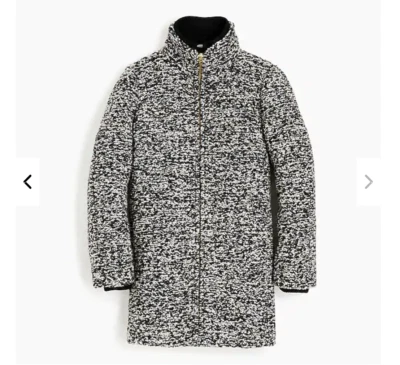 $378 J.Crew lodge coat in speckled boucle-ivory/black-H2632/H3010-size 00,8P-NWT