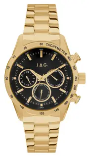 Jag Alain Gold and Black Men's Watch J2330A StainlessSteel Multifunction 9325452019778