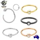 2Pcs Titanium Gem BCR Hinged Segment Septum Tragus Lip Nose Ring Sleeper Earring